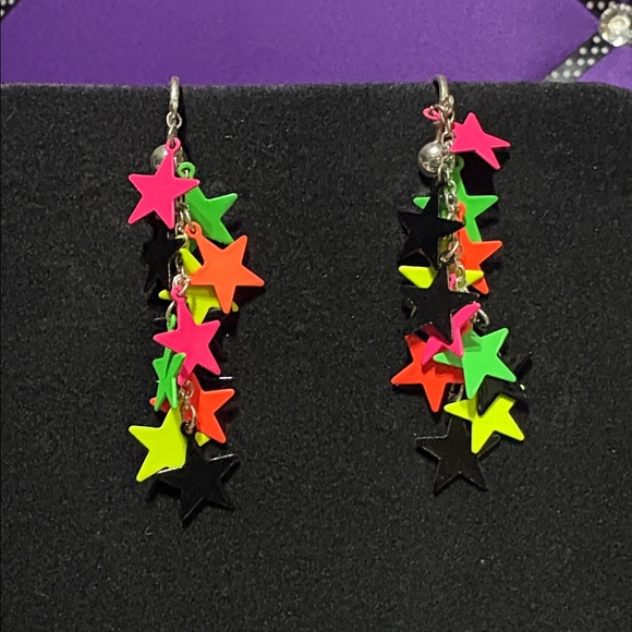 Jewelry - Clip On Colorful Stars Dangly Earrings